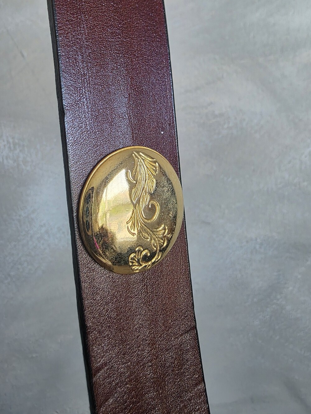 Brown Leather 4 Gold Concho Genuine Thick Quality Made In Italy 38' - Picture 5 of 10